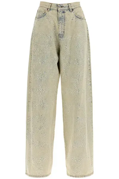 Giuseppe Di Morabito Jeans A Gamba Larga Con Strass In Cream