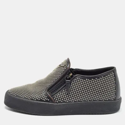 Pre-owned Giuseppe Zanotti Black Studded Leather Eve Slip On Sneakers Size 40