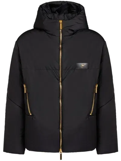 Giuseppe Zanotti Embroidered-logo Zip-up Bomber Jacket In Schwarz