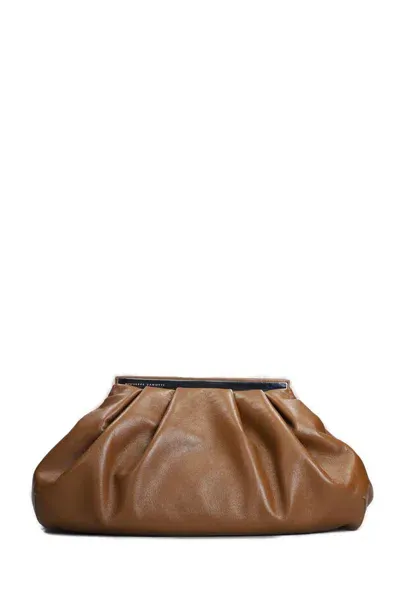 Giuseppe Zanotti Lauriyn Ruched Clutch Bag In Leather Color