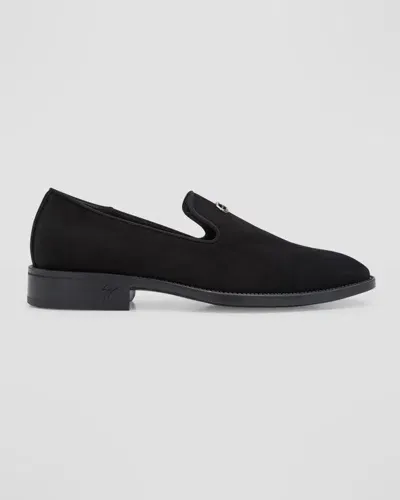 Giuseppe Zanotti Men's Sorrento 15 Suede Loafers In Nero