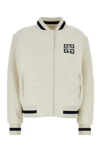 Givenchy Multicolor Bomber Jacket With 4g Logo On The Front In Wool Woman In White