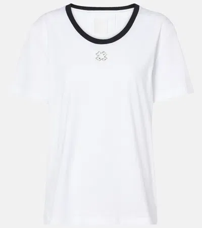 Givenchy Verziertes T-shirt 4g Aus Baumwoll-jersey In Weiss