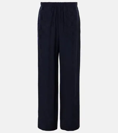 Givenchy 4g Jacquard Wide-leg Pants In Blue