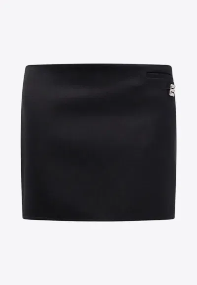 Givenchy 4g Logo Grain De Poudre Wool Mini Skirt In Black