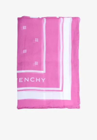 Givenchy 4g Logo Silk Scarf In Pink