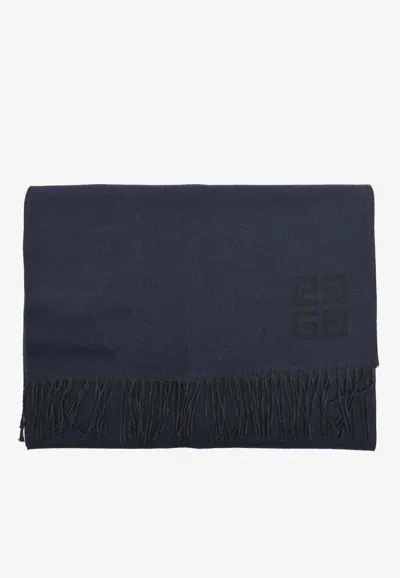 Givenchy 4g Logo Wool Scarf In Navy