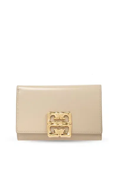 Givenchy 4g Plaque Flap Wallet In Beige