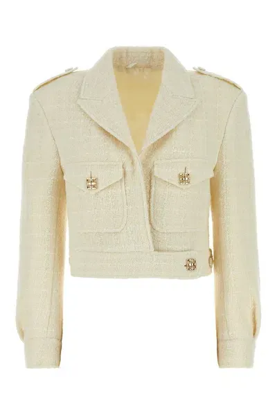 Givenchy 4g Plaque Tweed Cropped Jacket In Multicolor