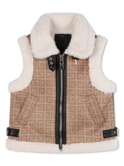 Givenchy Kids' 4g-print Zipped Vest In Beige