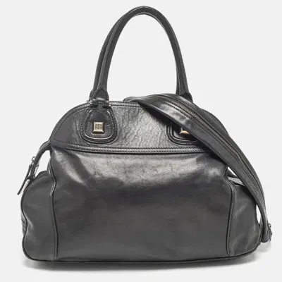 Pre-owned Givenchy Black Leather Zip Dome Satchel