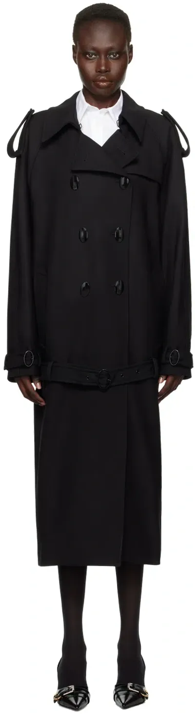 Givenchy Black Oversized Trench Coat In 001-black