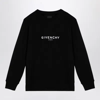 Givenchy Black Reverse Cotton Crewneck Sweatshirt With Logo Men