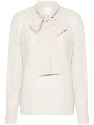 Givenchy 4g Silk Crepe Blouse In Beige