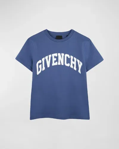 Givenchy Kids' Logo-print Cotton T-shirt In Blue