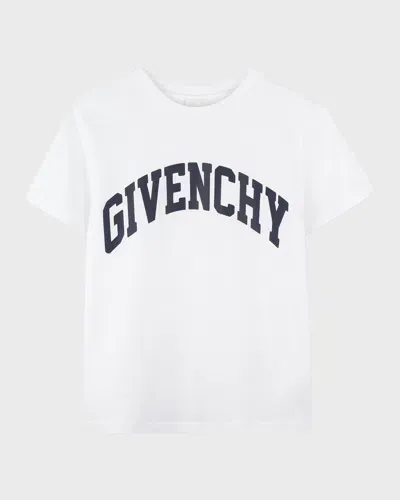 Givenchy Kids' Boy's Curved Logo-print T-shirt In White