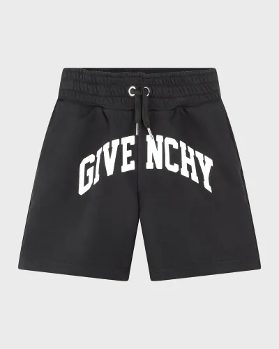 Givenchy Kids' Boy's Logo Fleece Drawstring Shorts In Black