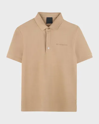 Givenchy Kids' Boy's Logo-print Polo Shirt In Stone