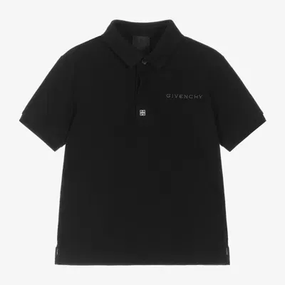 Givenchy Kids' Logo-embroidered Polo Shirt In Black