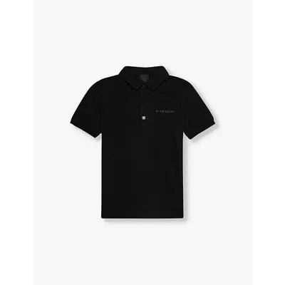 Givenchy Boys Black Kids Logo-print Short-sleeved Cotton Polo Shirt 4-12 Years