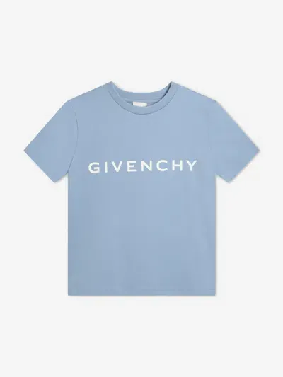 Givenchy Kids' Logo-print Organic Cotton T-shirt In Blue