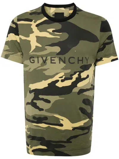 Givenchy Camo Cotton T-shirt In Green