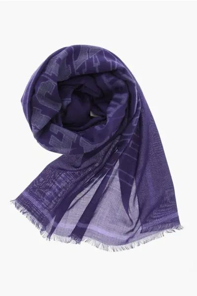 Givenchy Cashmere And Silk Scarf With Fringes In Blue