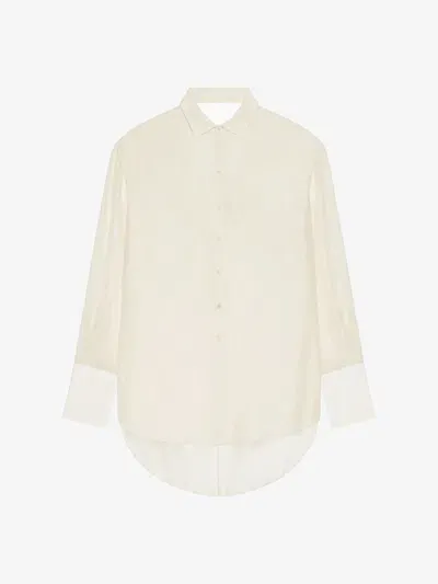 Givenchy Oversized Shirt In Silk And Linen With Draped Back In White