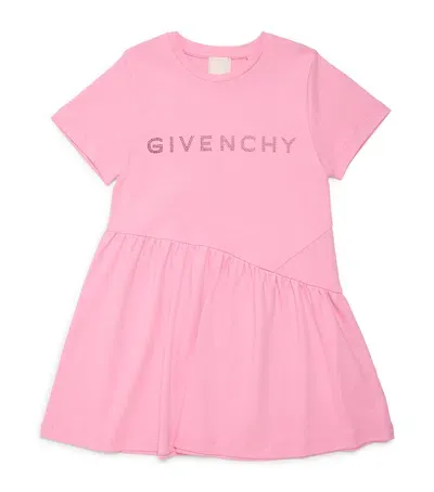 Givenchy Kids' Cotton Embellished-logo Dress In Pink