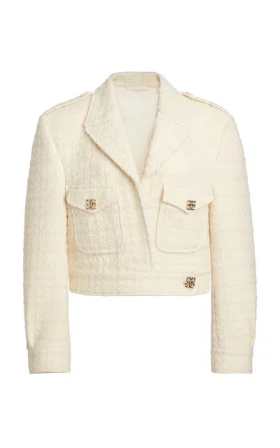 Givenchy Cropped Wool-blend Tweed Jacket In Ivory