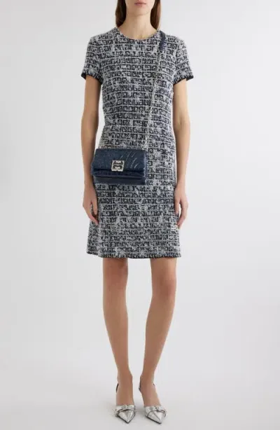 Givenchy Cutlines 4g Logo Jacquard Tweed Dress In 蓝色