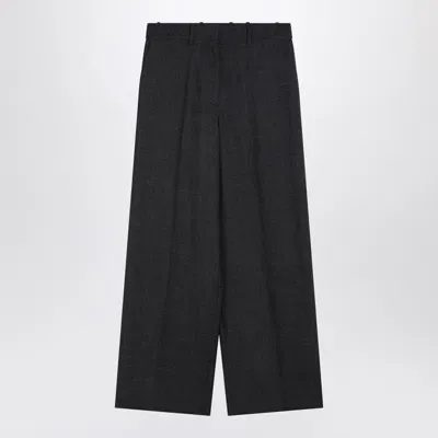 Givenchy Dark Grey Wool Wide Trousers Women In Gray