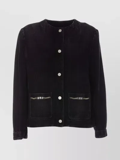 Givenchy Denim Jacket With Chain Detail And Pockets In Black