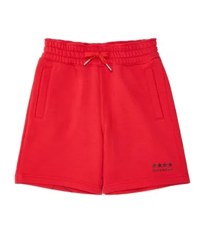 Givenchy Kids' Drawstring Logo Sweatshorts In Red