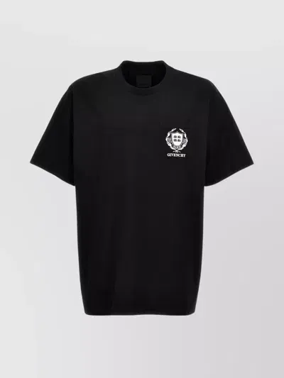 Givenchy Logo-embroidered Cotton T-shirt In Black