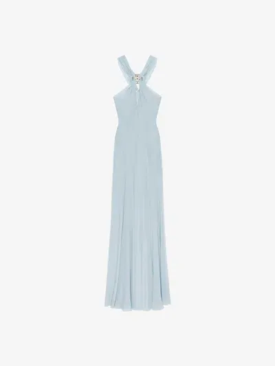 Givenchy Evening Dress In Silk With 4g Detail In Green