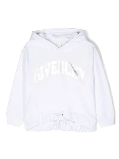 Givenchy Kids' Flocked-logo Cotton Hoodie In White