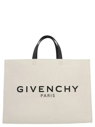 Givenchy 'g' Midi Shopping Bag In White/black