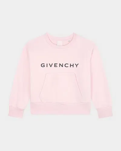 Givenchy Kids' Girl's Contrast Logo-print Sweatshirt In Marshmallow