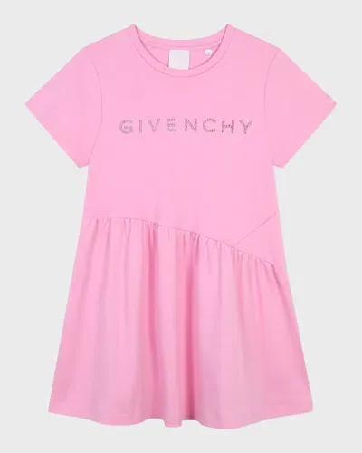 Givenchy Kids' Girl's Embellished Logo-print Dress In Pink