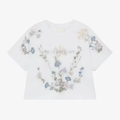 Givenchy Kids' Girls White Flower Print Cotton T-shirt