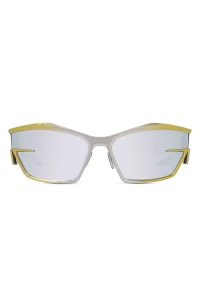 Givenchy Gv Cut 66mm Mirrored Oversize Geometric Sunglasses In Shiny Yellow/smoke Mirror