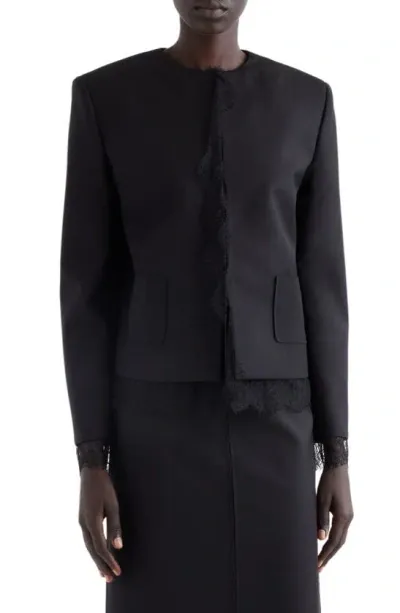 Givenchy Lace Trim Wool & Mohair Jacket In Black