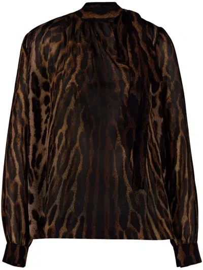 Givenchy Leopard-print Blouse In Multi