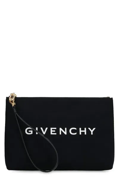 Givenchy Logo Canvas Pouch In Blue