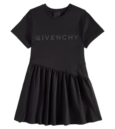 Givenchy Kids' Verziertes Kleid Aus Baumwoll-jersey In Black