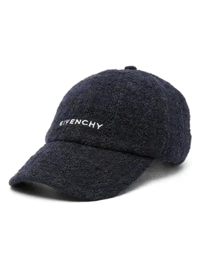 Givenchy Logo-embroidered Tweed Cap In Blue