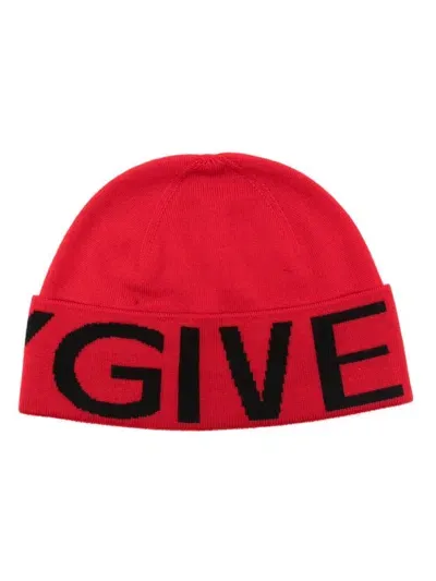 Givenchy Logo Intarsia Beanie In Red