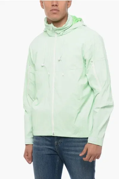 Givenchy Logo Print Windbreaker With Hidden Hood In Green