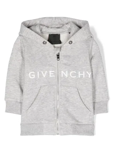 Givenchy Babies' Logo-print Zip-up Hoodie In Grey